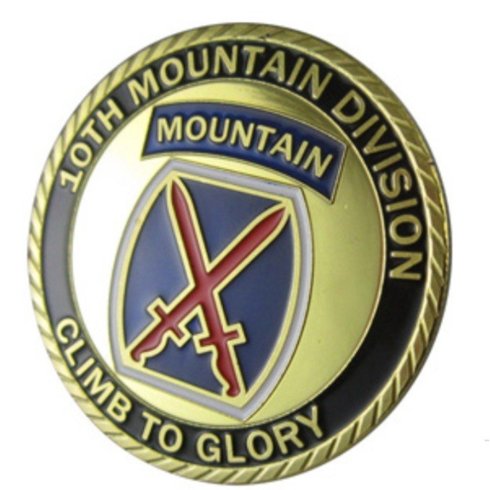 2pcs Army Rank 2LT 2nd O-2 And 10 Th Mountain Division Coin
