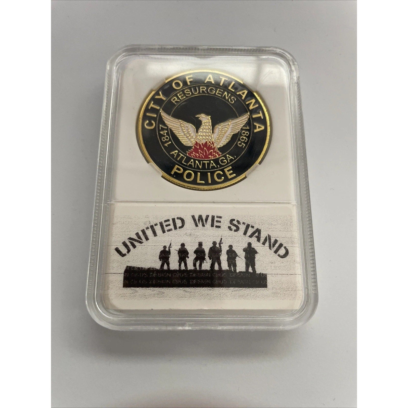 CITY OF ATLANTA POLICE DEPT Challenge Coin w/ “United We Stand” Case
