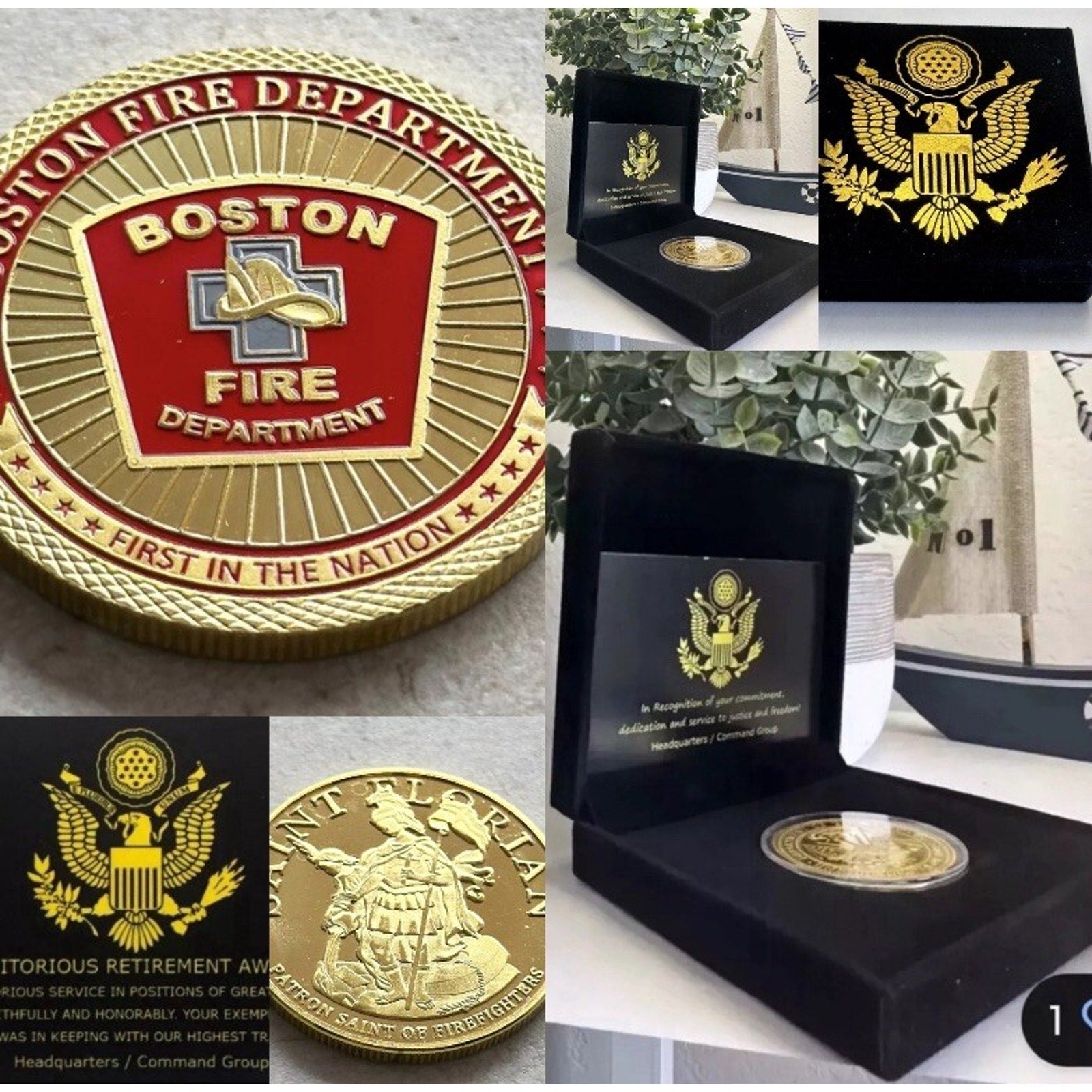BOSTON Massachusetts Fire Rescue Department Medical Coin W/ Retirement Award