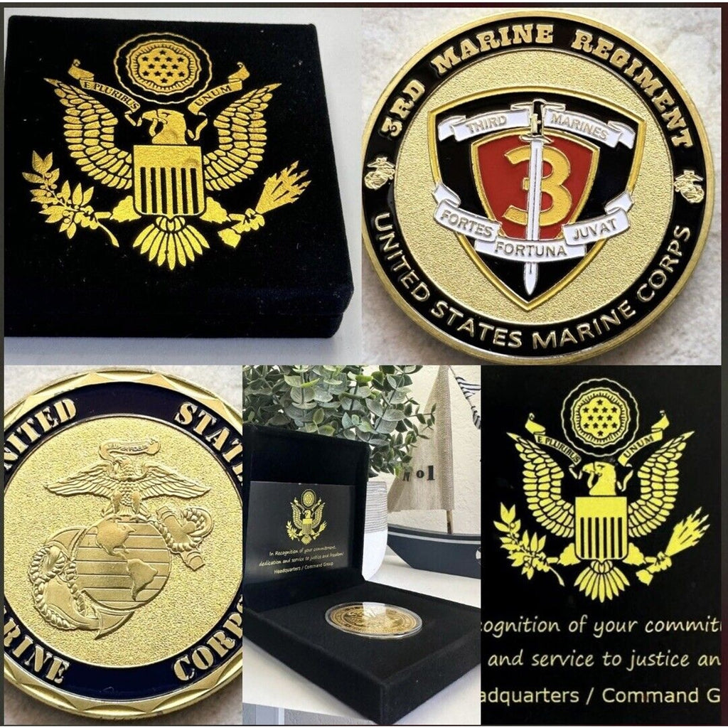 US MARINE CORPS - 3rd MARINE REGIMENT USMC Challenge Coin With Special Case