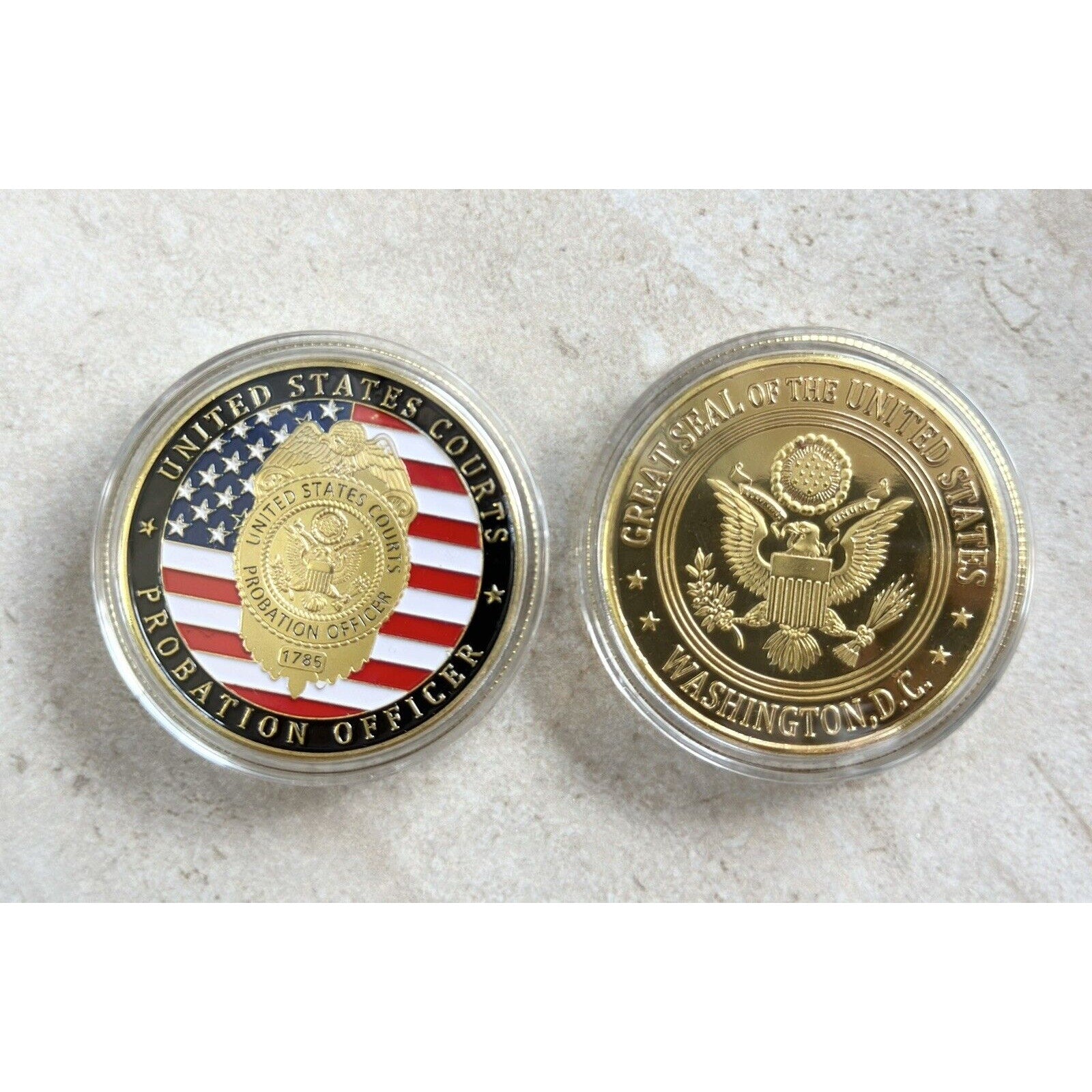 United States Courts Probation Officer Challenge Coin. New! With Velvet Case