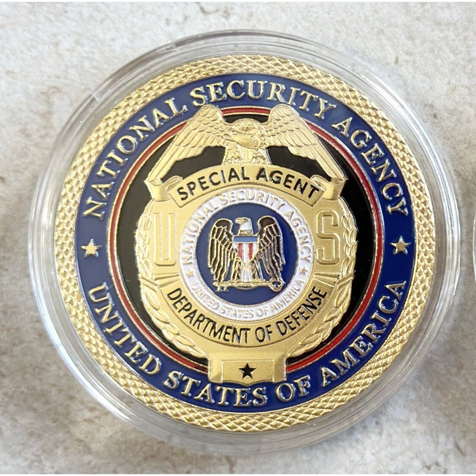 NSA US National Security Agency Special Agent DOD Challenge Coin W Velvet Case