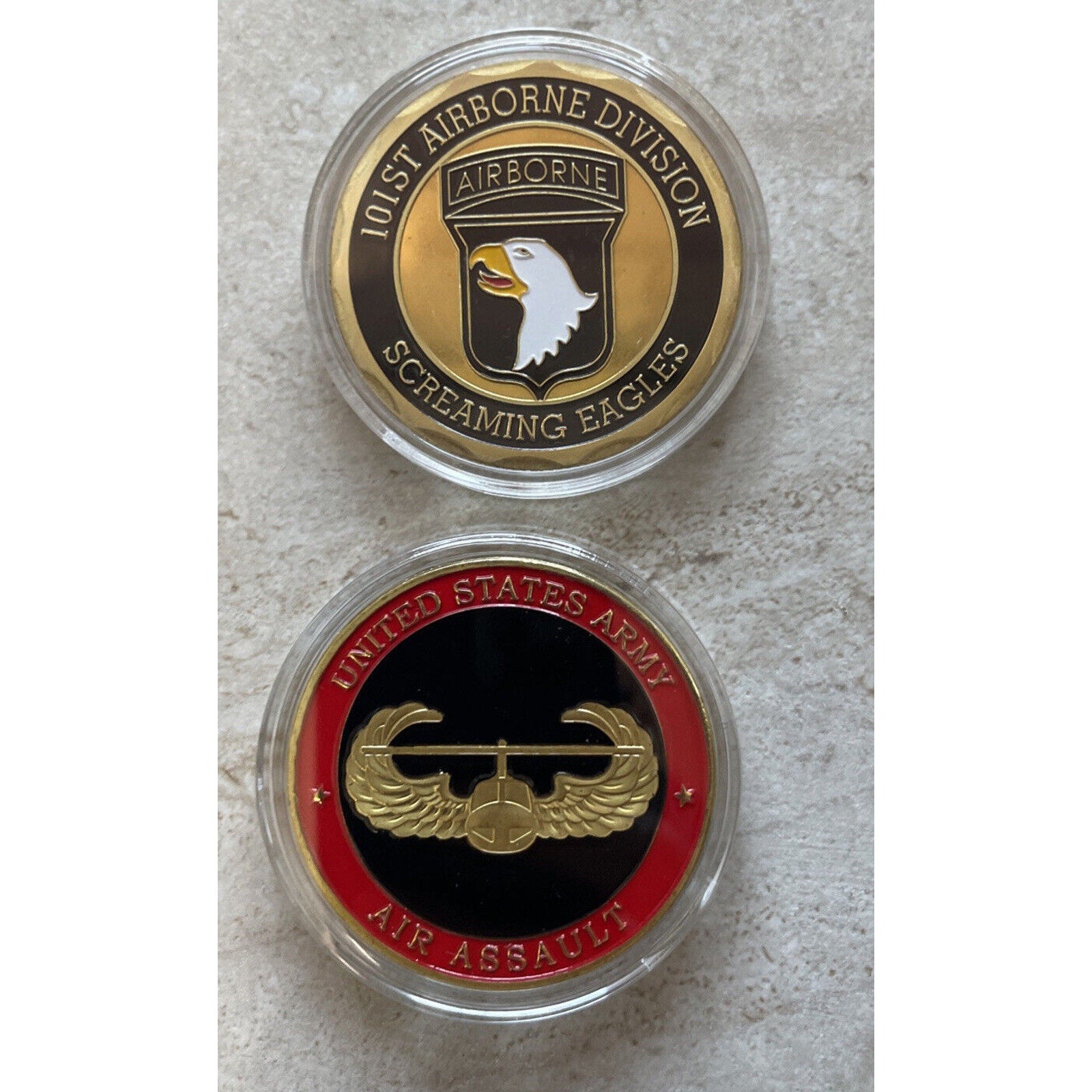 U.S. Army 101st Airborne Division And Air assault school 2 X Challenge Coins