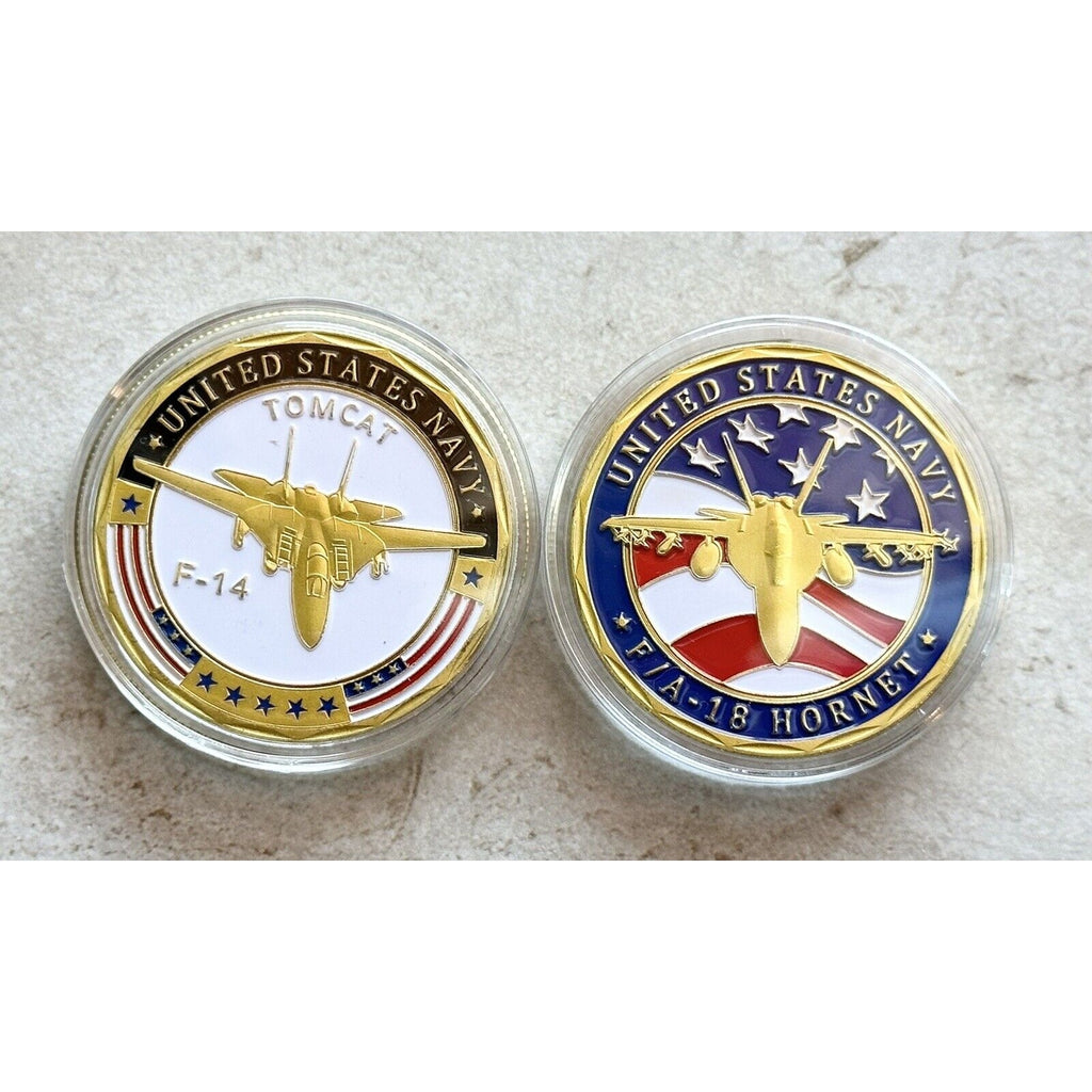 2 Pcs 2 Fighters Aircraft F-14 F-18 collection set Coin USN