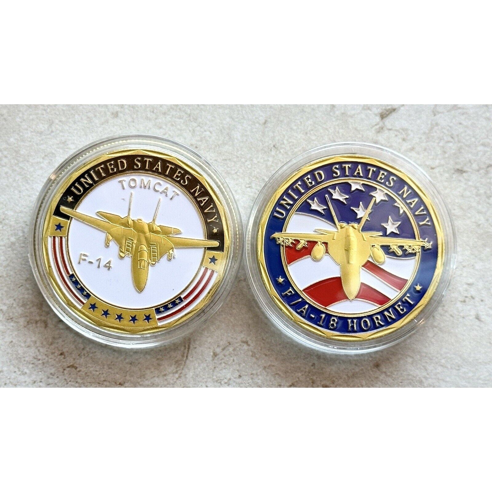 2 Pcs 2 Fighters Aircraft F-14 F-18 collection set Coin USN
