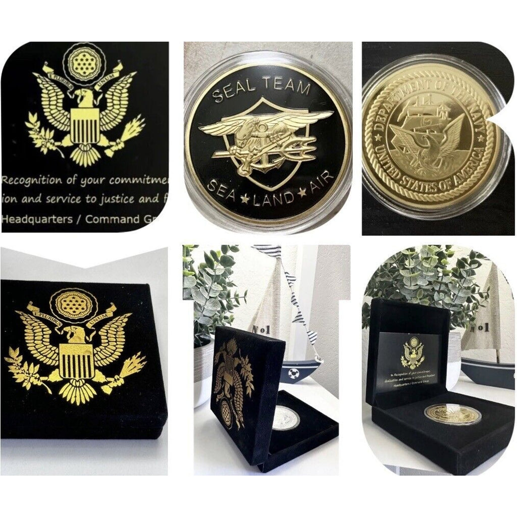 US SELLER Navy USN Seal Team SEA LAND AIR Military Gold Plated Coin USN