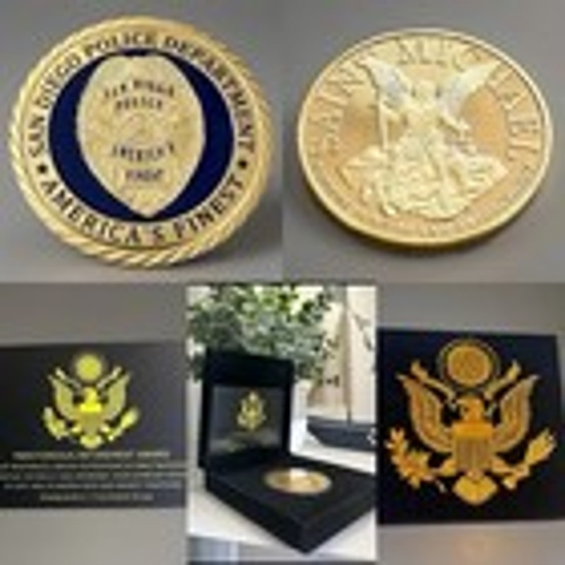 US Army Veteran Challenge Coin Gold. Come With Black Case Retirement Award