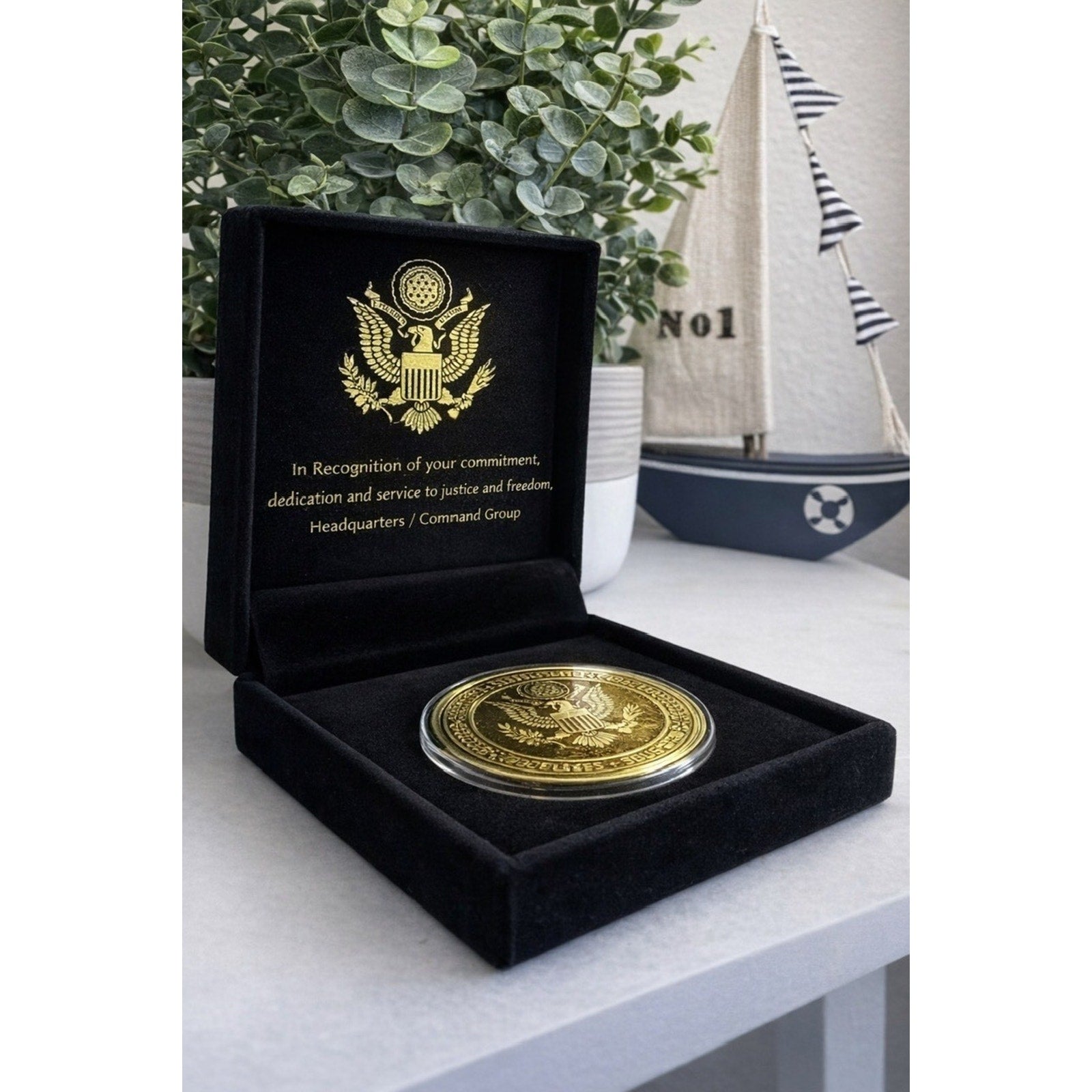 U S AIR FORCE AIR COMBAT COMMAND Challenge Coin w/ Achievement Award