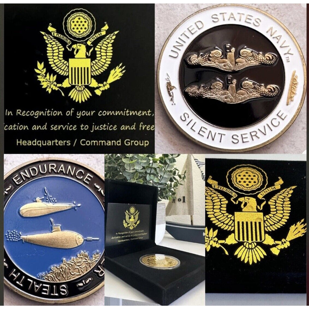 SILENT SERVICE CHALLANGE COIN SUBMARINE BASE USN PIN UP US NAVY SUB VETERAN USA
