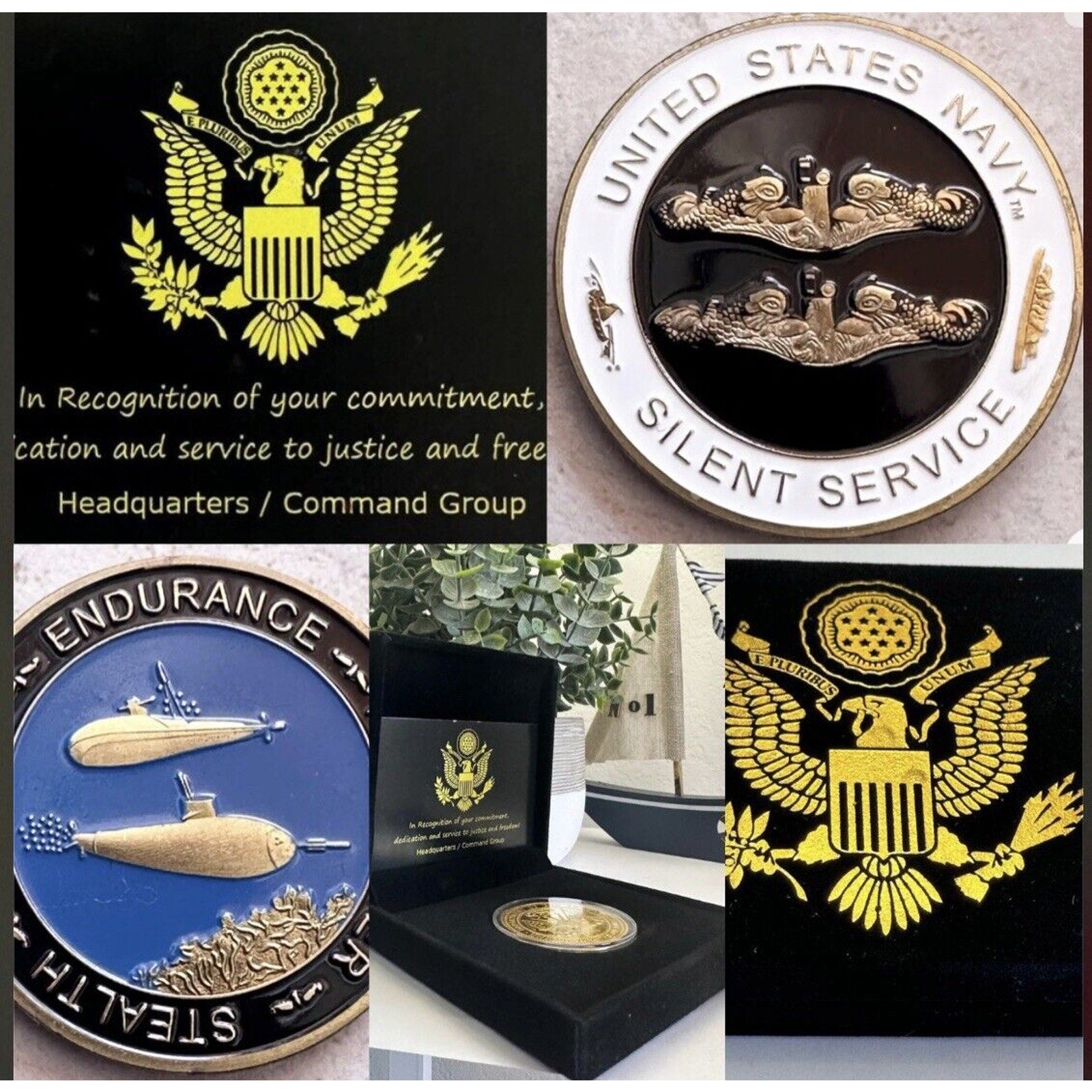 SILENT SERVICE CHALLANGE COIN SUBMARINE BASE USN PIN UP US NAVY SUB VETERAN USA