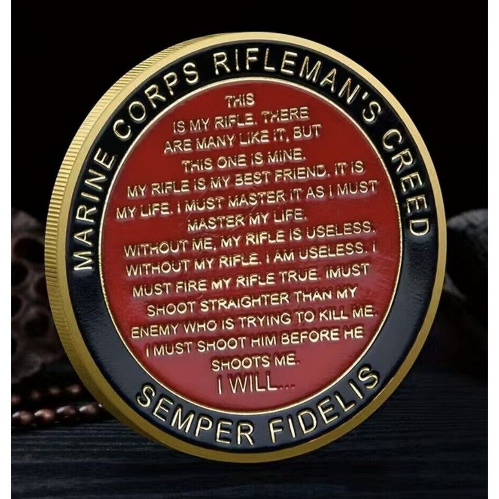 MARINE CORPS RIFLEMAN'S CREED CHALLENGE COIN Come With Case