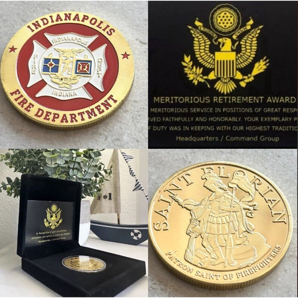 INDIANAPOLIS FIRE DEPT. Challenge Coin With Retirement Award
