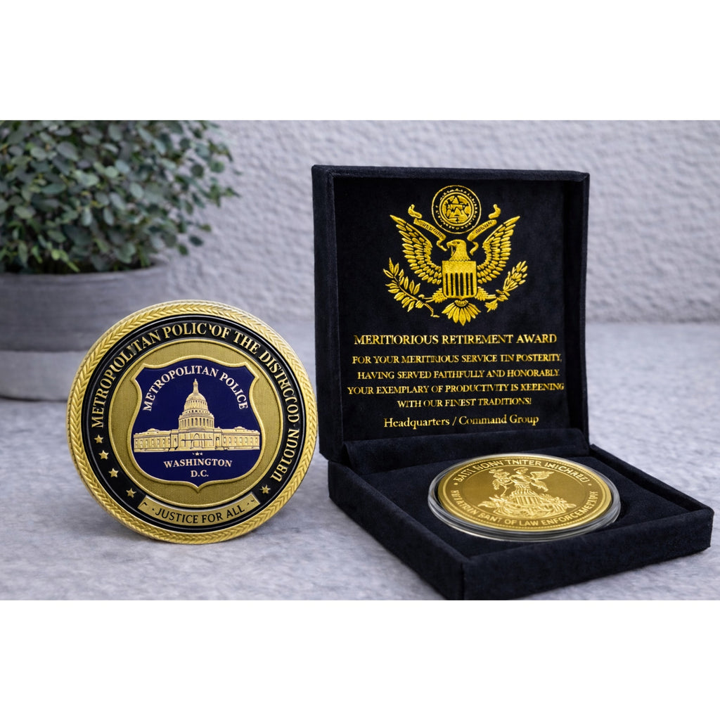 METROPOLITAIN POLICE OFFICER Department CHALLENGE COIN w/ Retirement Award