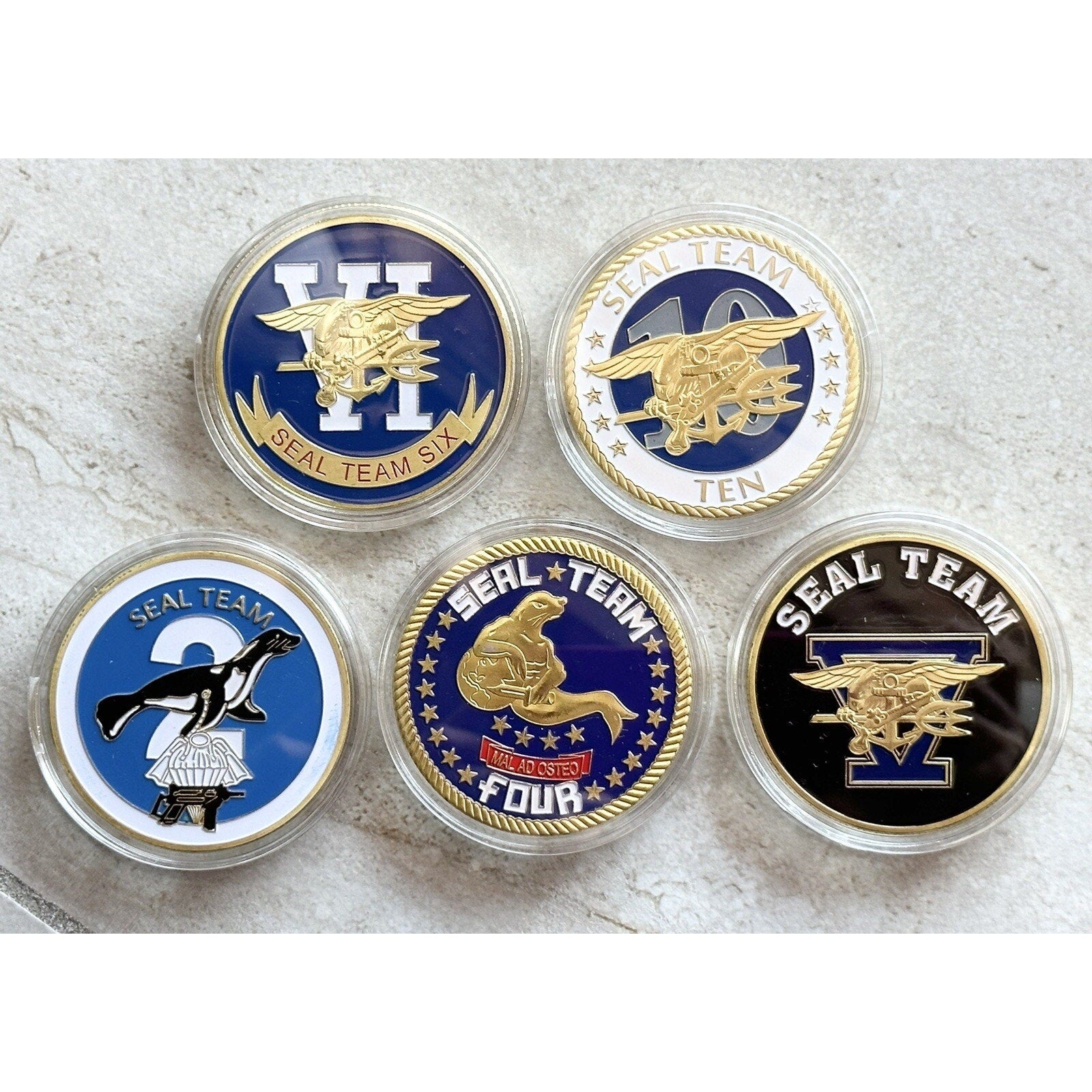 5 PCS Lot Seal Team Two, Four, Five, Six, Ten US NAVY NAVAL Special Operations