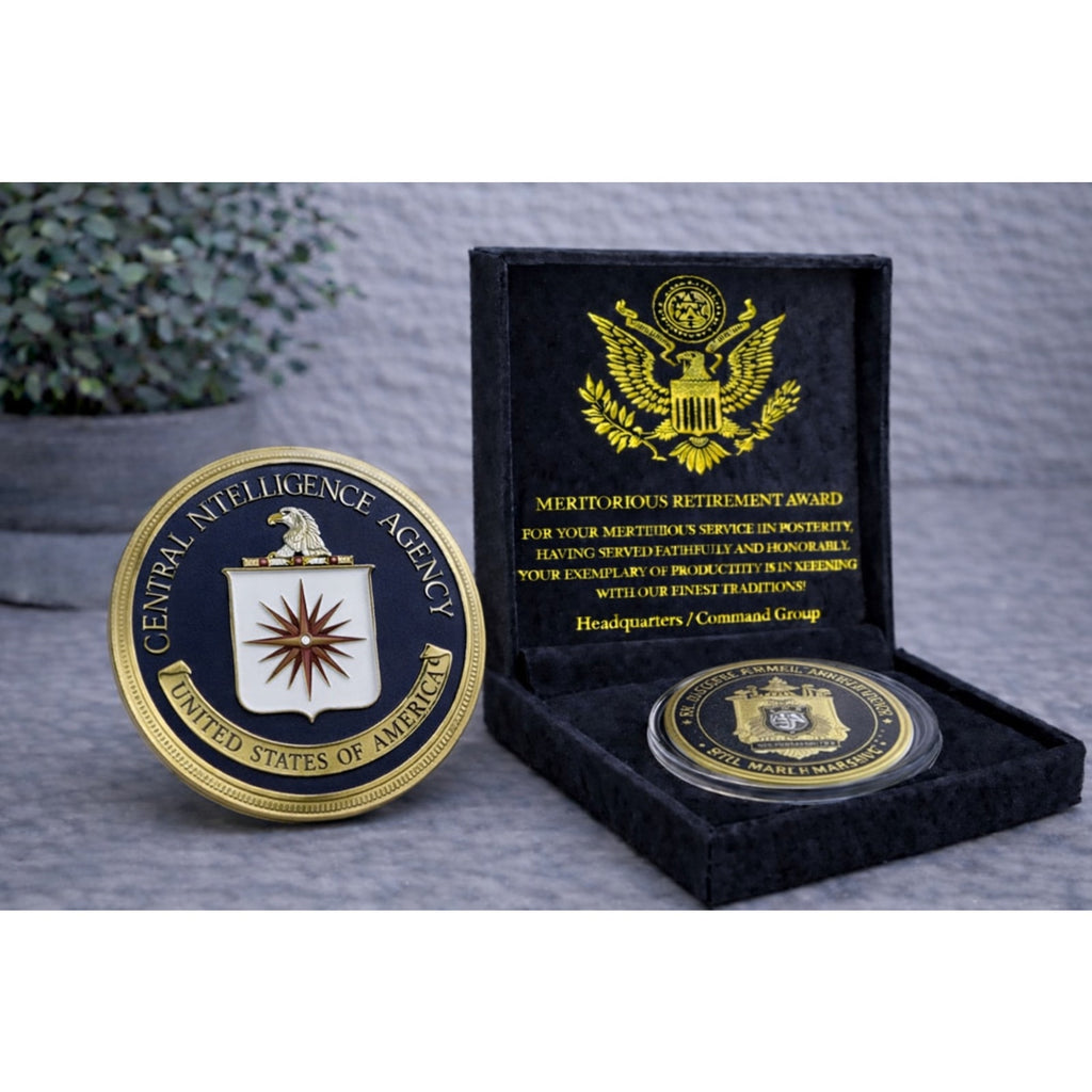 Central Intelligence Agency CIA Special Agent Challenge Coin w/ Retirement Awar