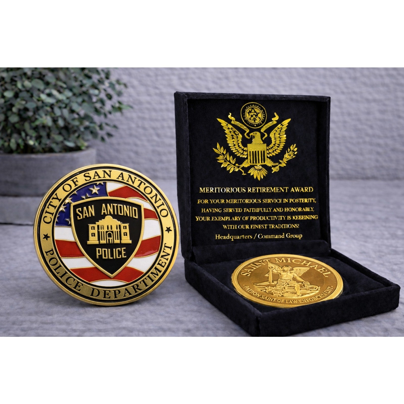 City of San Antonio Police Dept Challenge Coin w/ Retirement Award