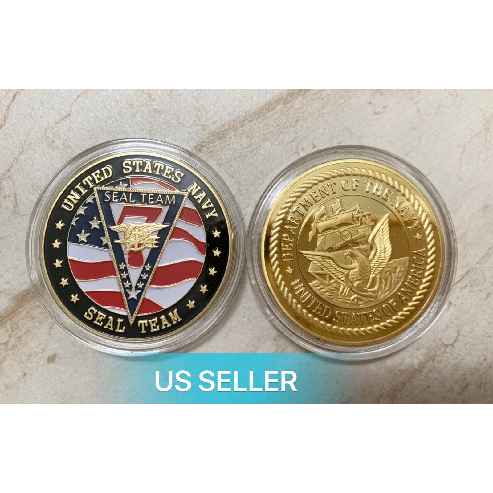 U.S. United States Navy | Seal Team Seven 7 | Gold Plated w/ Retirement Award