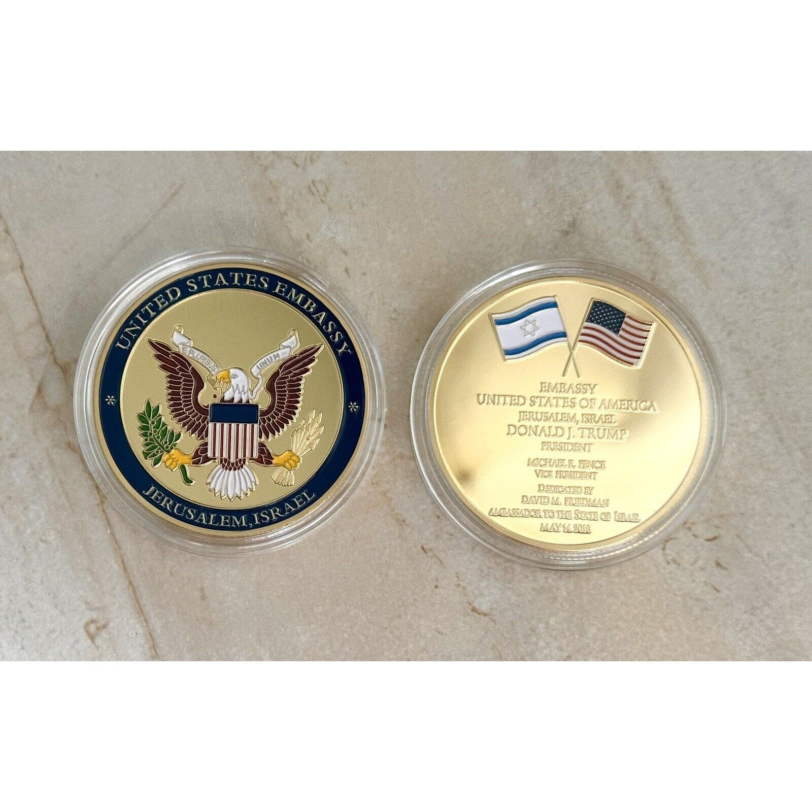 United We Stand Israel Jerusalem United States Of America Embassy Trump Coin USA