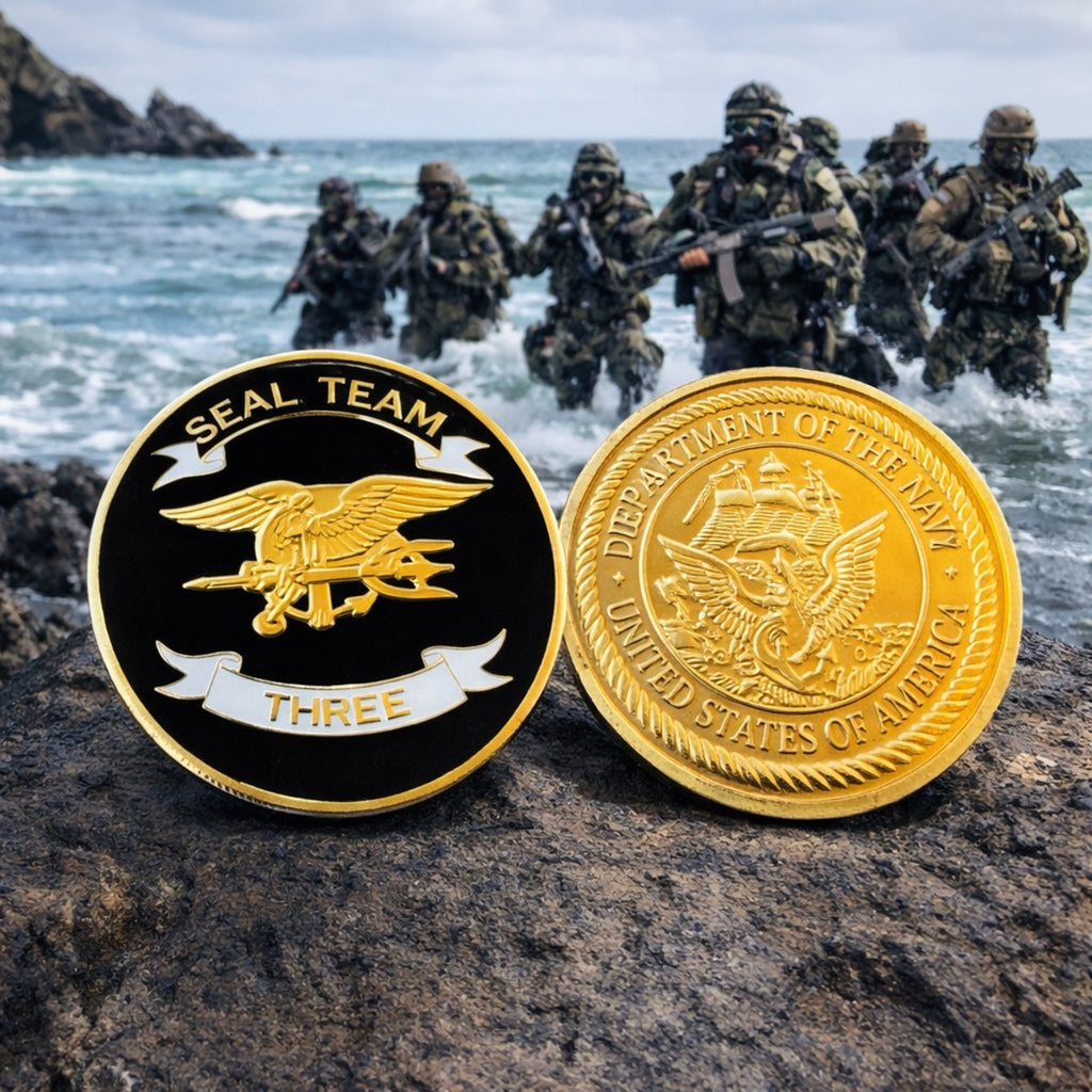 US NAVY SEAL TEAM THREE Challenge Coin with Case ·FAST SHIPPING· ·NEW·