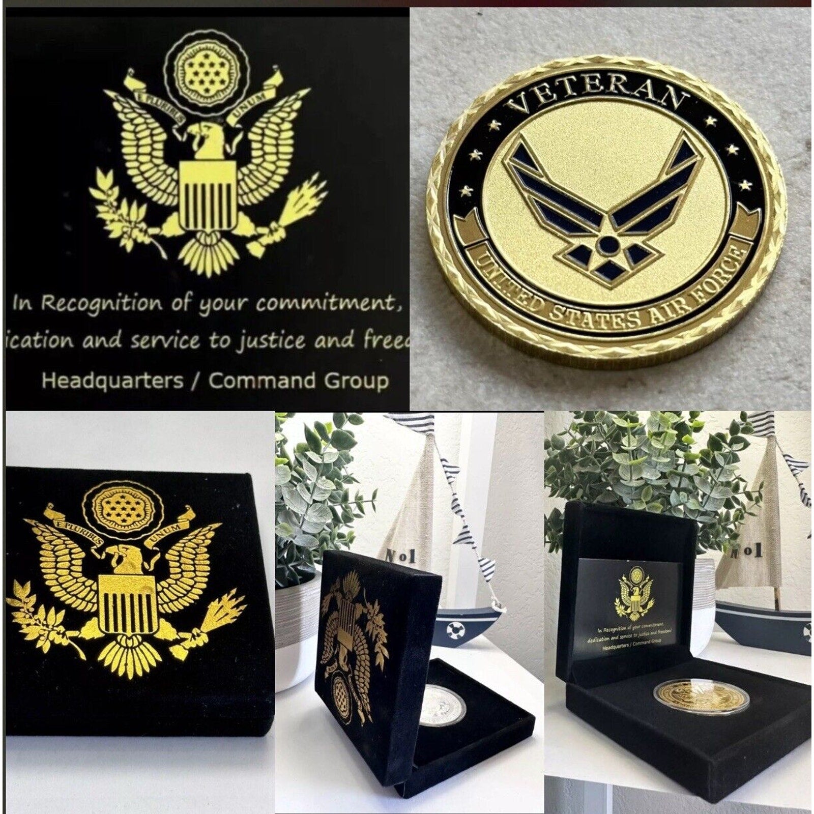 NEW USAF U.S. Air Force Veteran with eagle and flag Challenge Coin. USAF