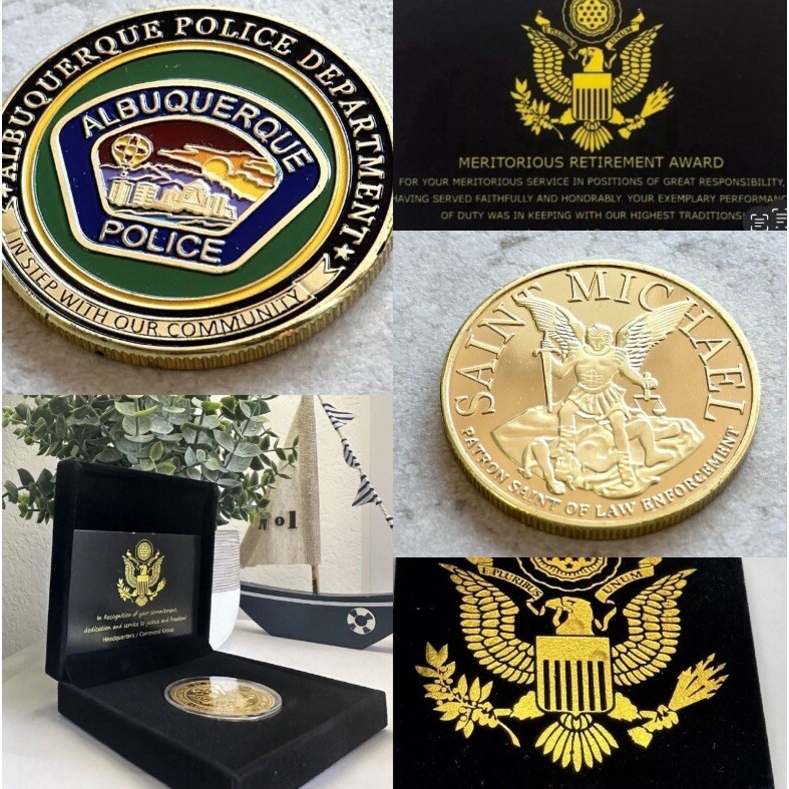 City Of Albuquerque Police Dept Challenge Coin With Retirement Award