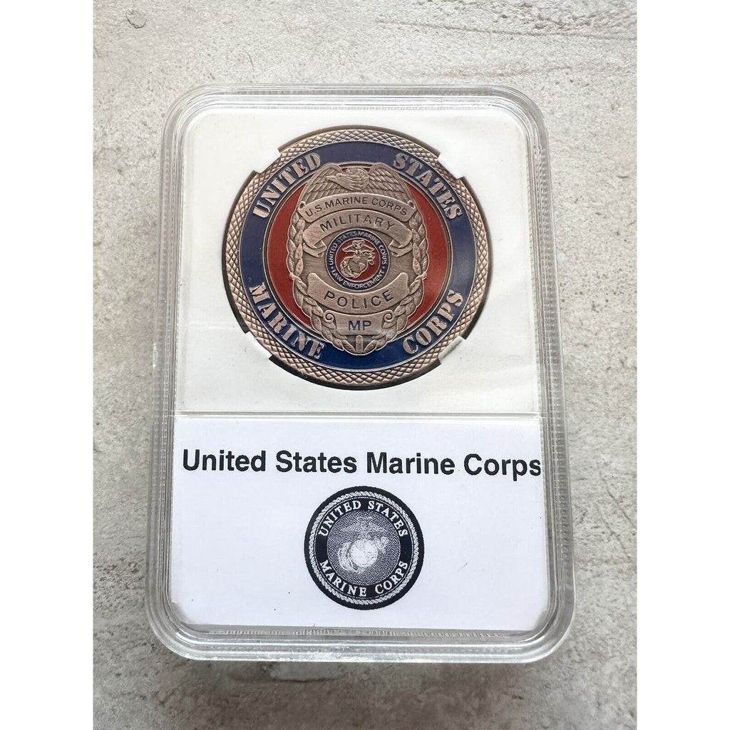 USMC MP UNIT MILITARY POLICE (COPPER) Challenge Coin with Protective Case US