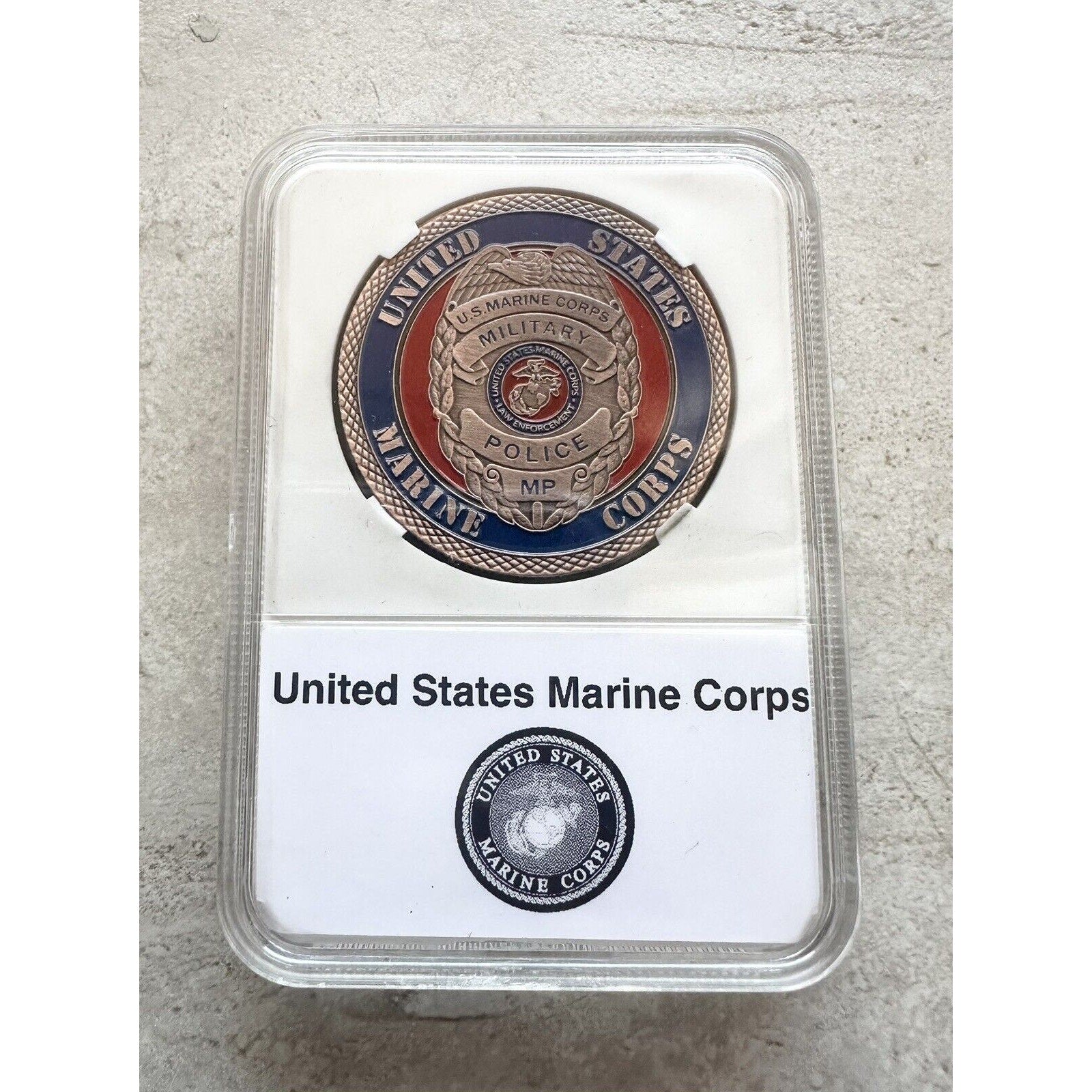 USMC MP UNIT MILITARY POLICE (COPPER) Challenge Coin with Protective Case US