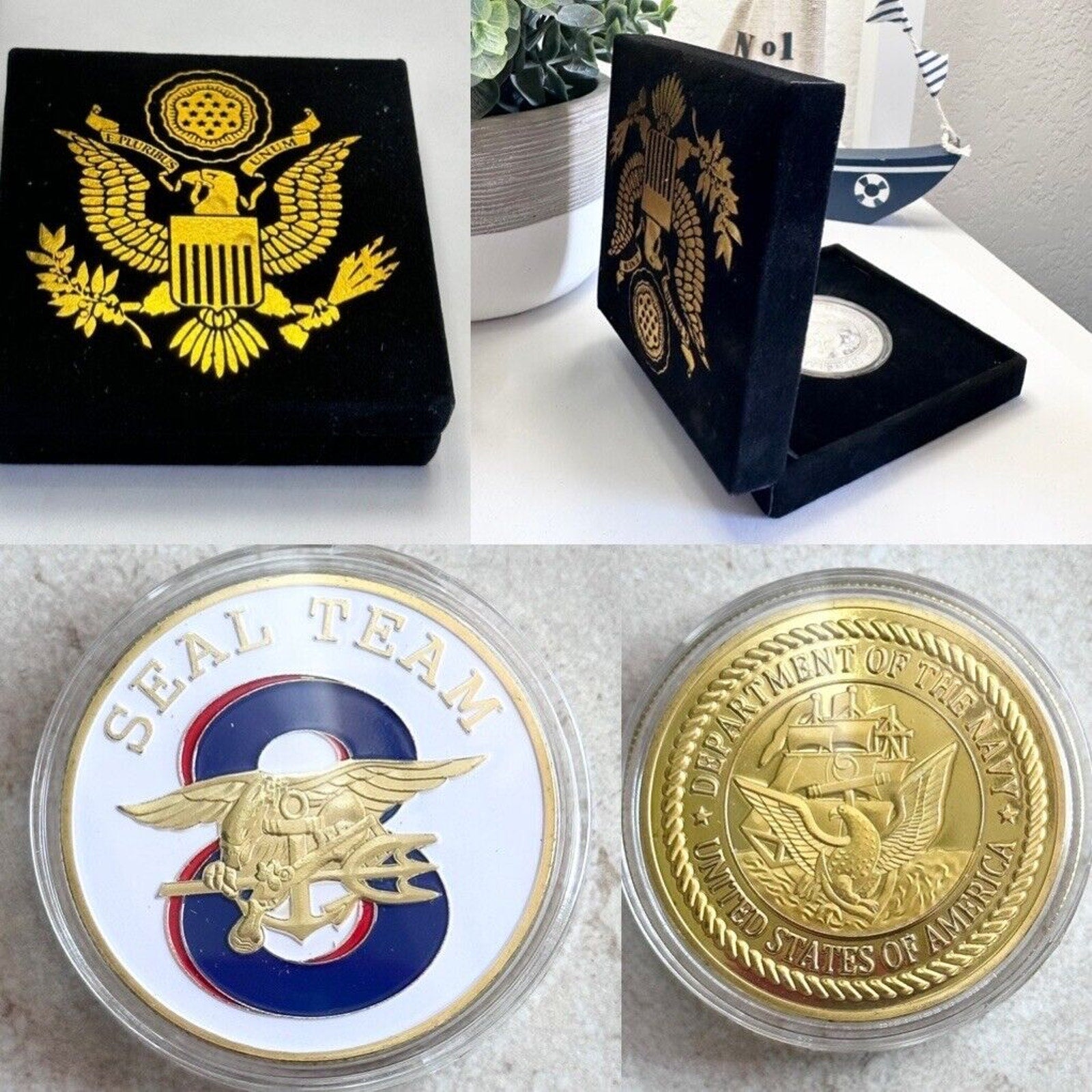 US NAVY SEAL TEAM EIGHT - SEA LAND AIR COLORIZED ART ROUND CHALLENGE COIN