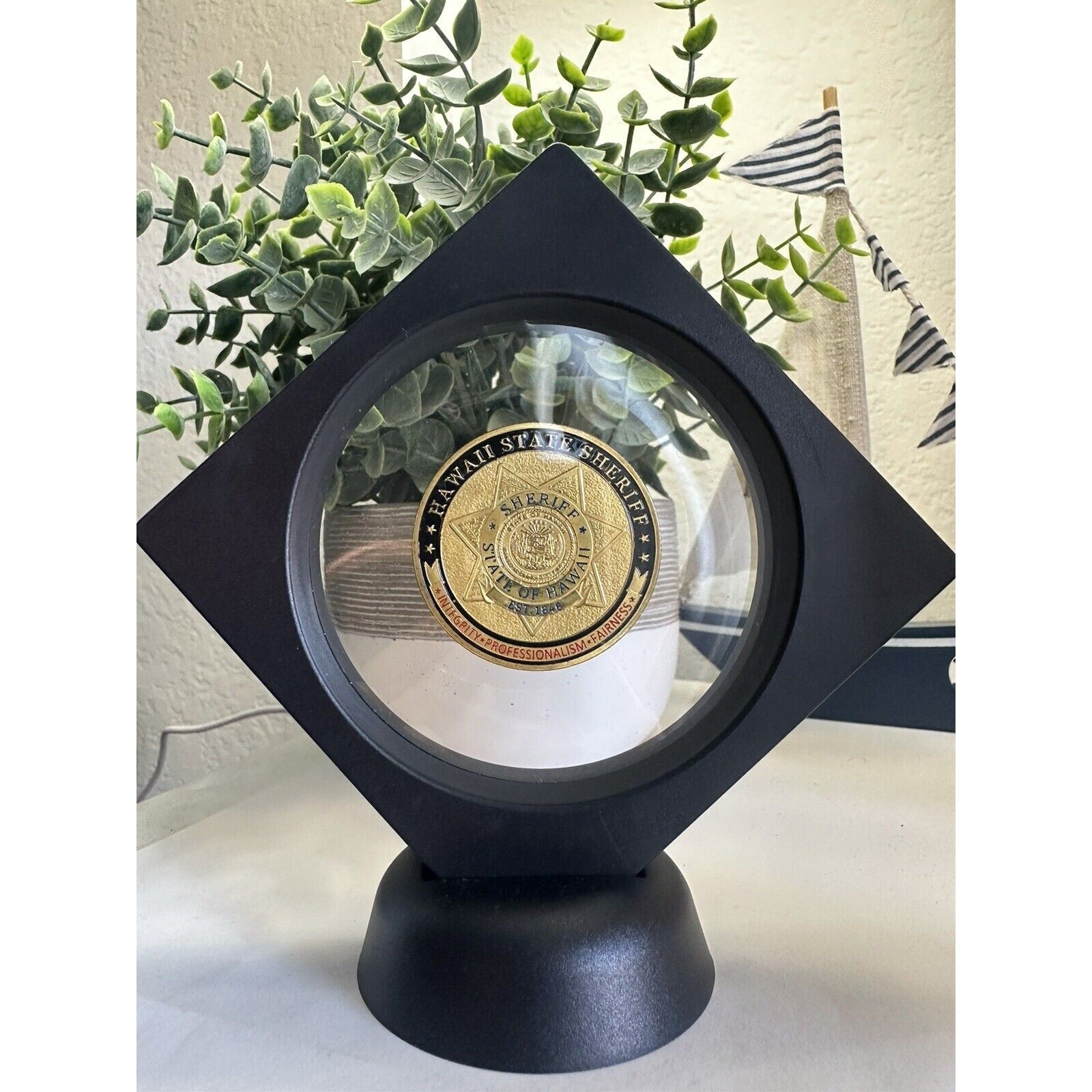 HAWAII STATE SHERIFF Challenge Coin With Display Case