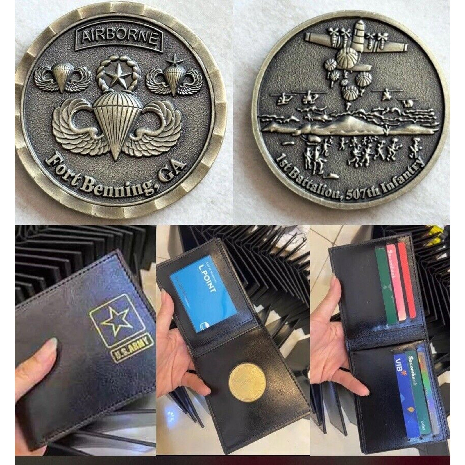 US Army Special Forces Airborne With Wallets Holder Challenge Coin