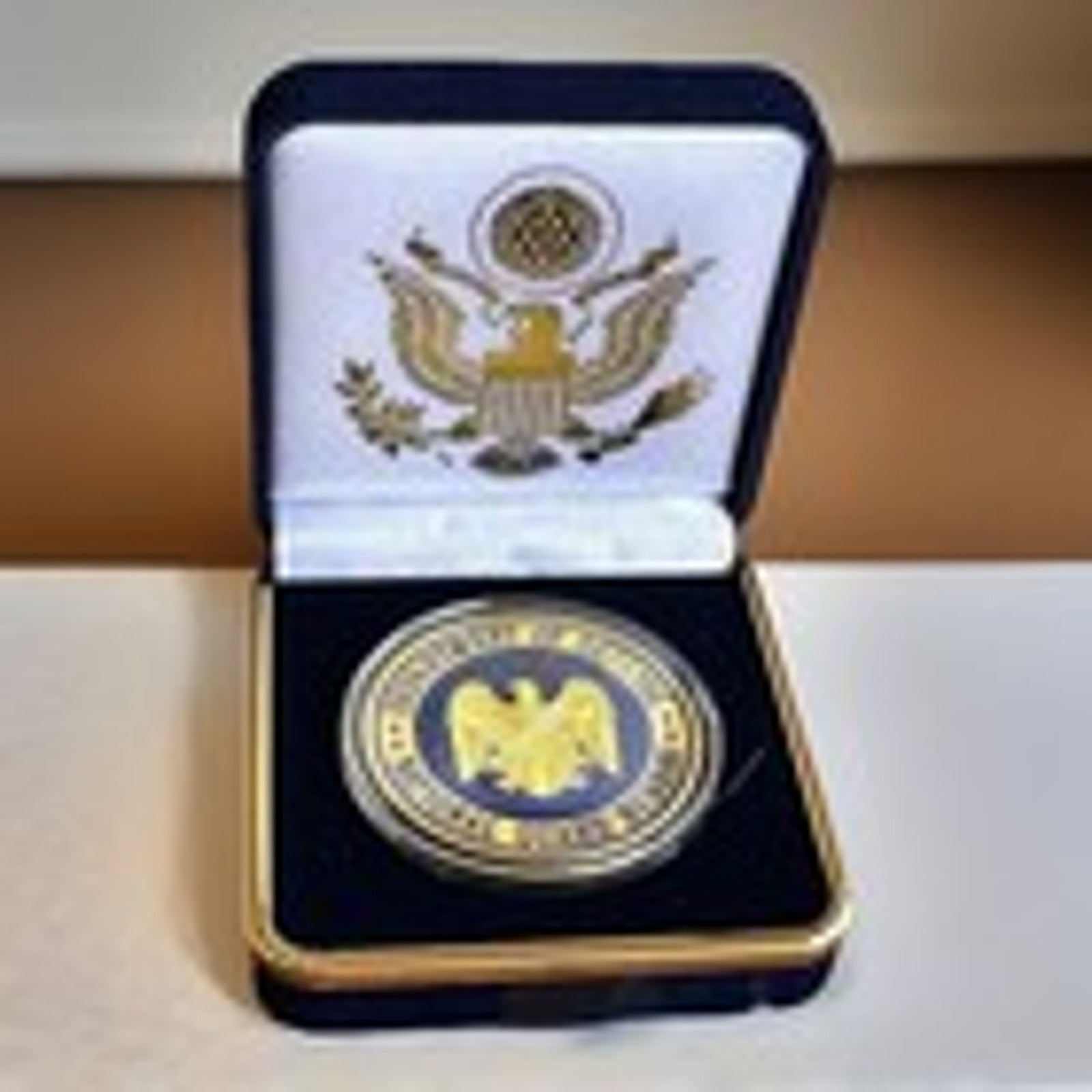 Copied - Department of Defense National Guard Bureau Challenge Coin with Blue Velvet Case