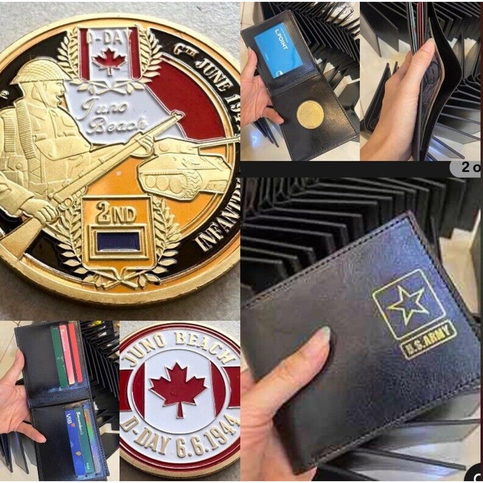 JOINT US Army Canda Infantry D Day 6th June 1944 W/Credential coin holder wallet