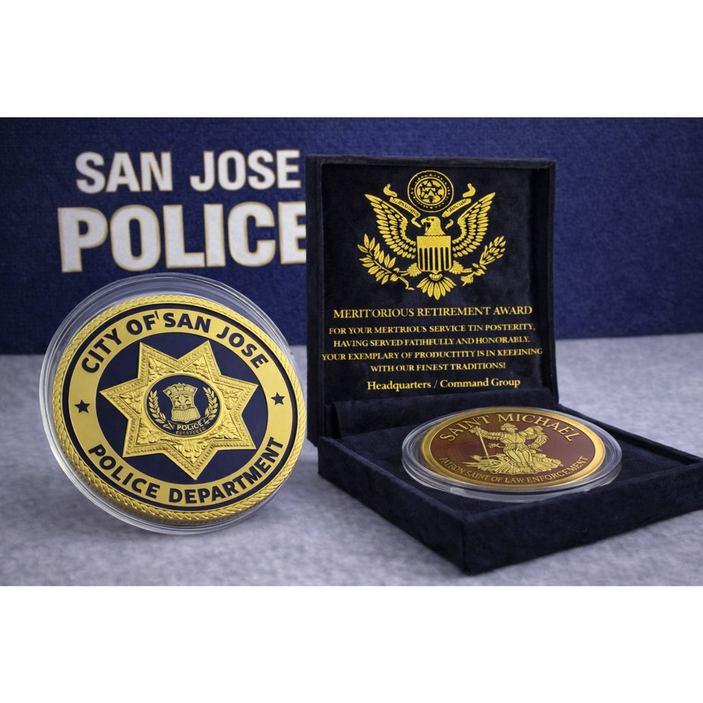 SAN JOSE POLICE Office DEPARTMENT Challenge Coin w/ Retirement Award