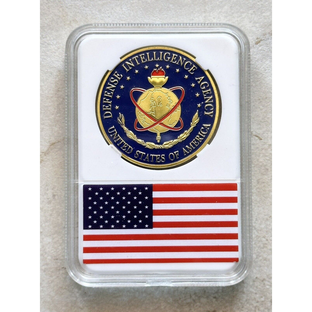 DoD Defense Intelligence Agency (DIA) Challenge Coin USA With American Flag Case