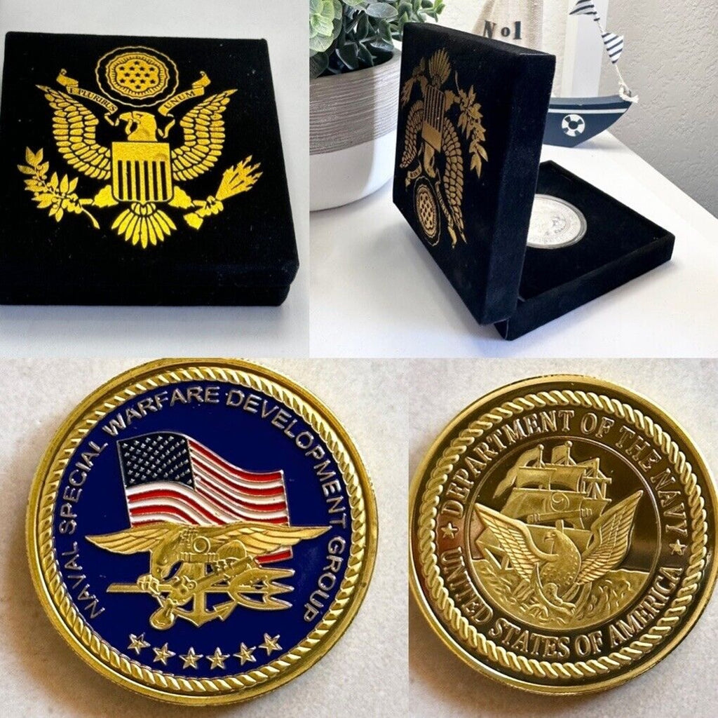 U S NAVAL SPECIAL WARFARE DEVELOPMENT GROUP Challenge Coin With Velvet Case