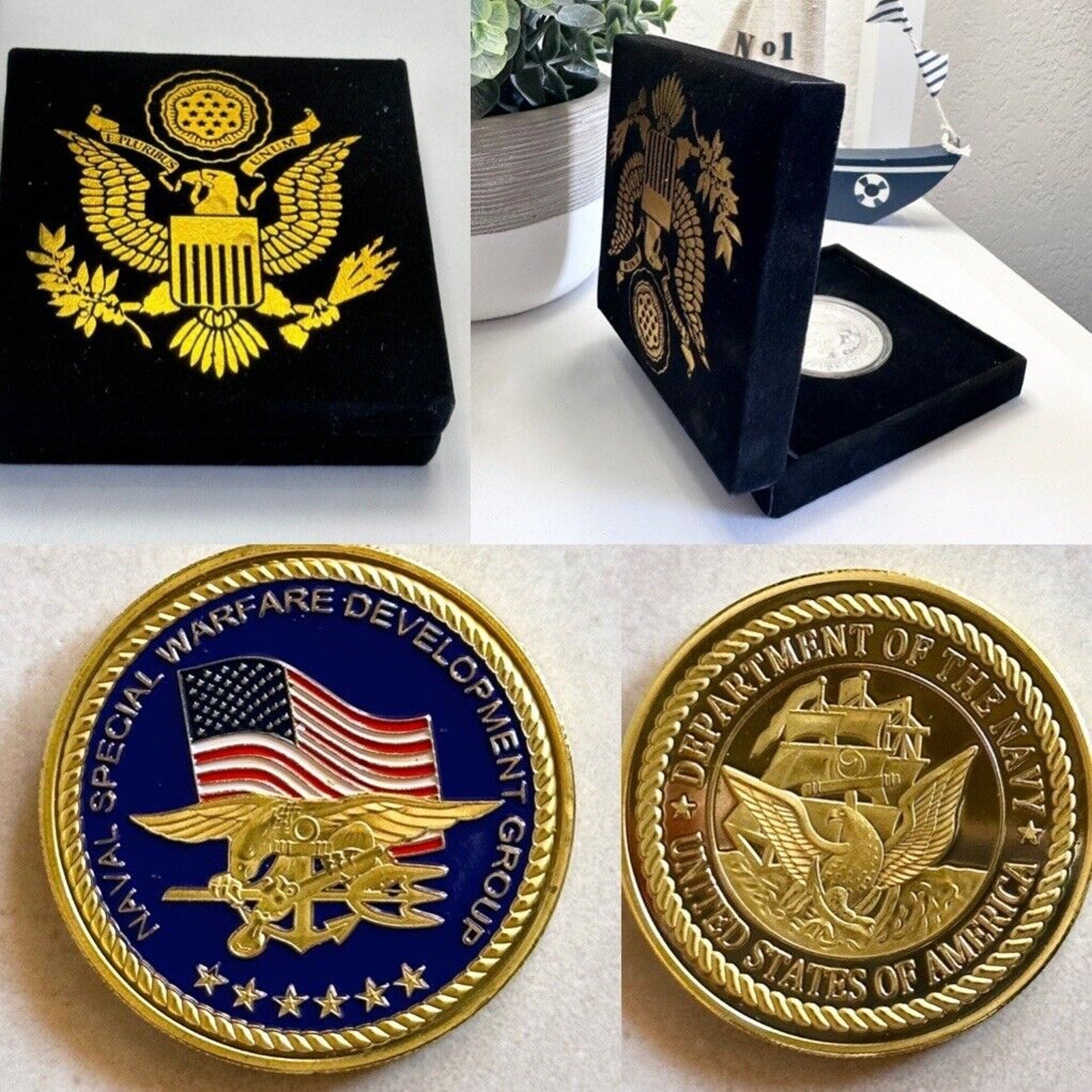 U S NAVAL SPECIAL WARFARE DEVELOPMENT GROUP Challenge Coin With Velvet Case