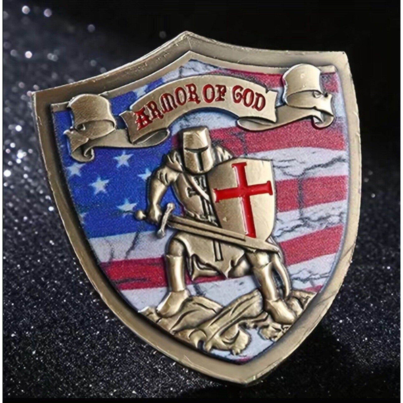 ARMOR OF PROTECTION SHIELD SILVER For US military Army Navy MEDAL CHALLENGE COIN