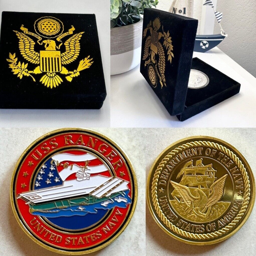 US NAVY - USS RANGER CV-61 Challenge Coin With Special Velvet Case new.