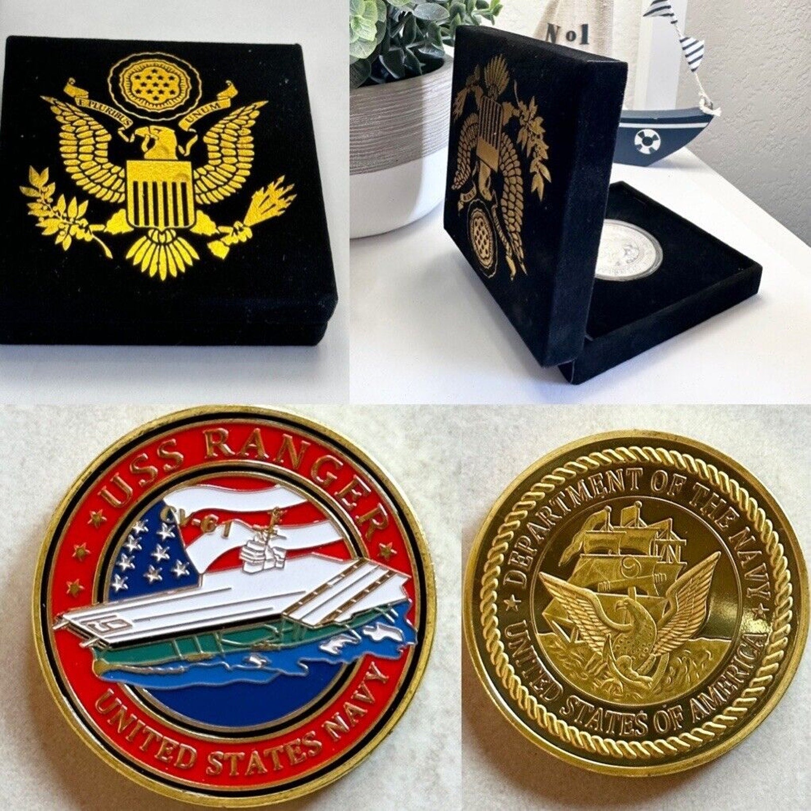 US NAVY - USS RANGER CV-61 Challenge Coin With Special Velvet Case new.