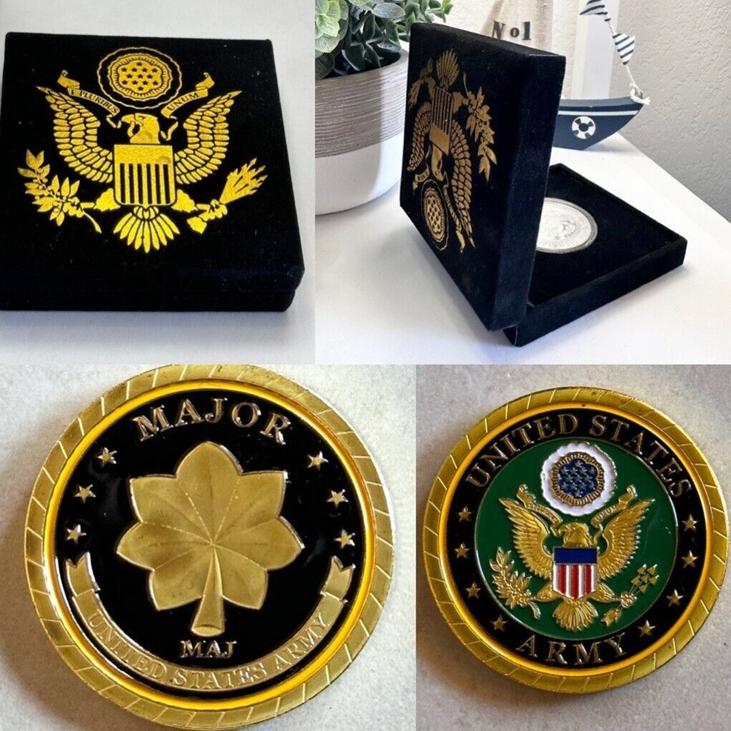 Challenge Coin Army Rank Major Coin With Special Velvet Case