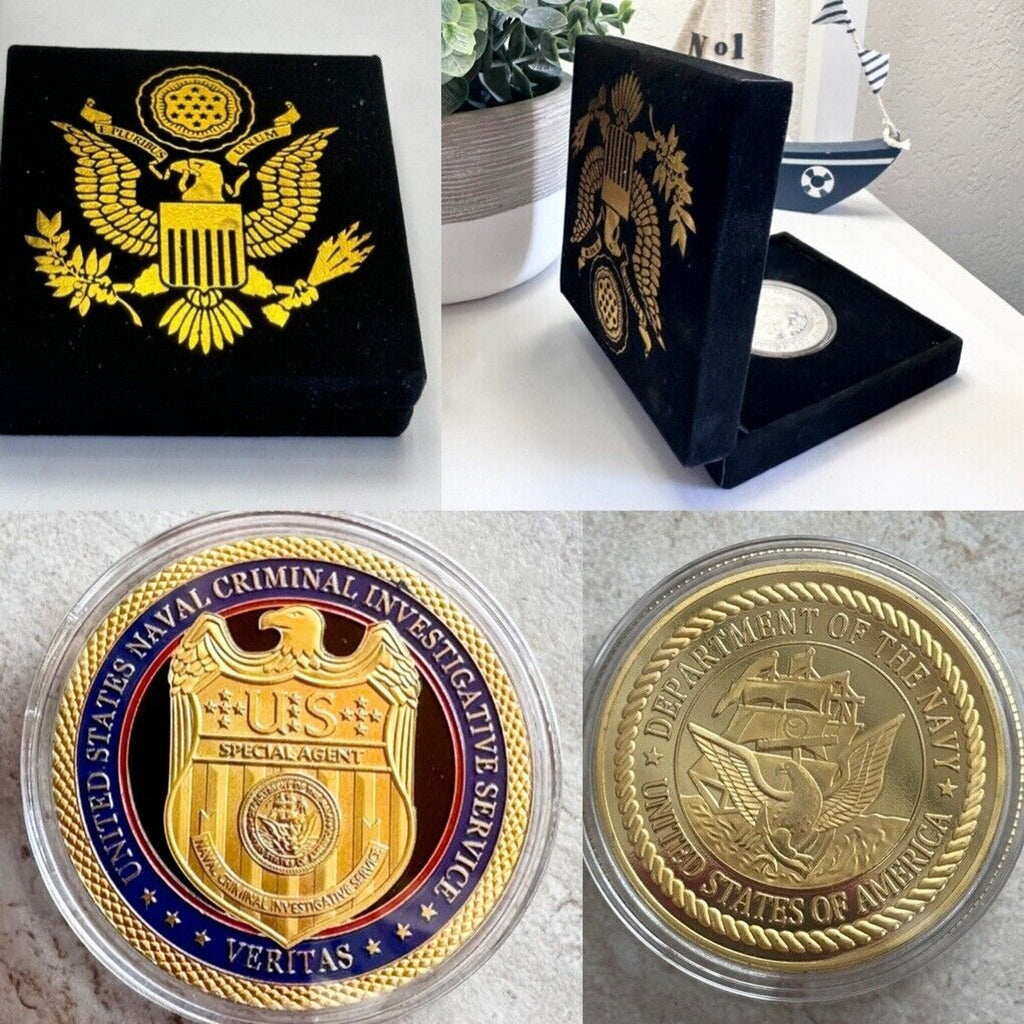U S NAVAL CRIMINAL INVESTIGATIVE SERVICE Challenge Coin with velvet case