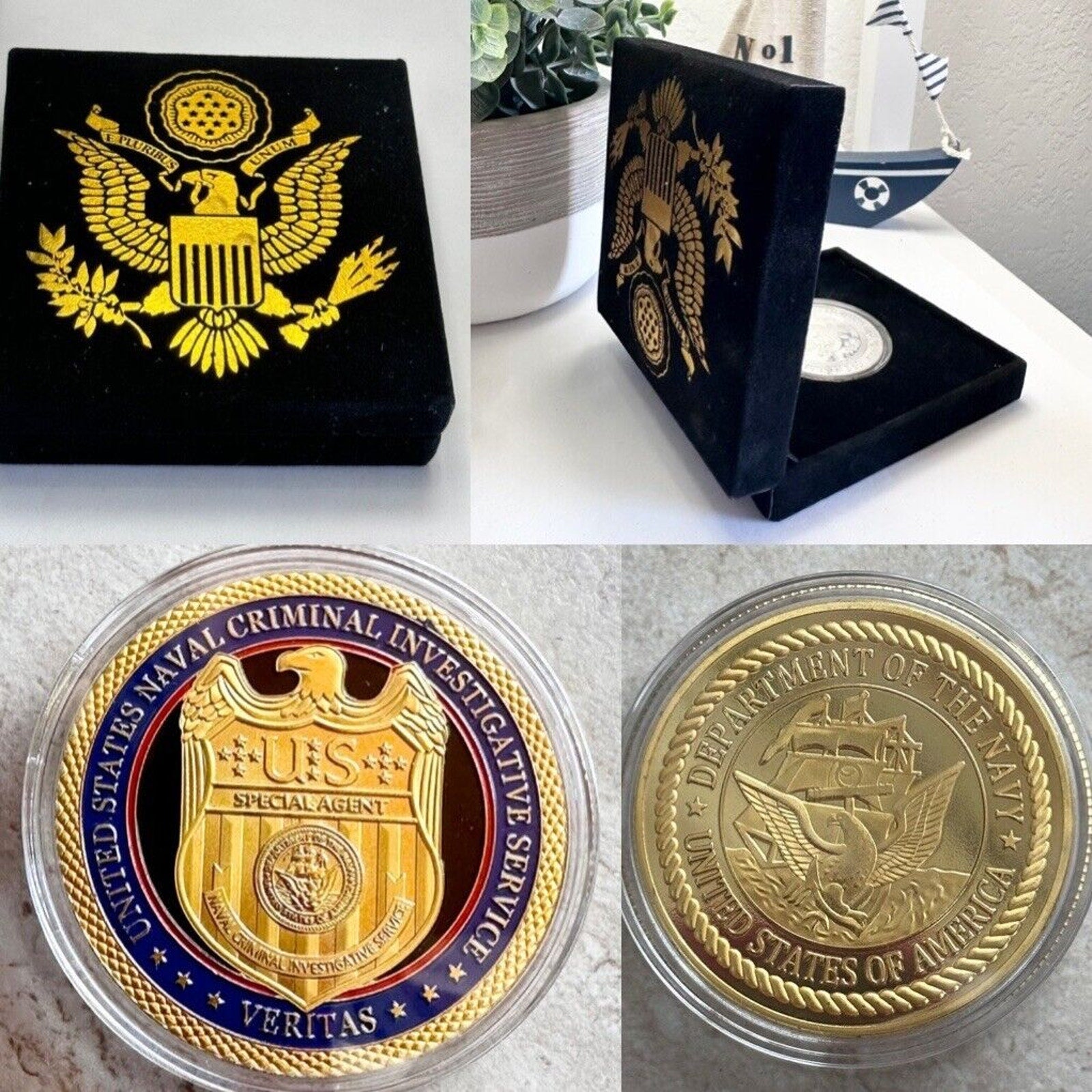 U S NAVAL CRIMINAL INVESTIGATIVE SERVICE Challenge Coin with velvet case