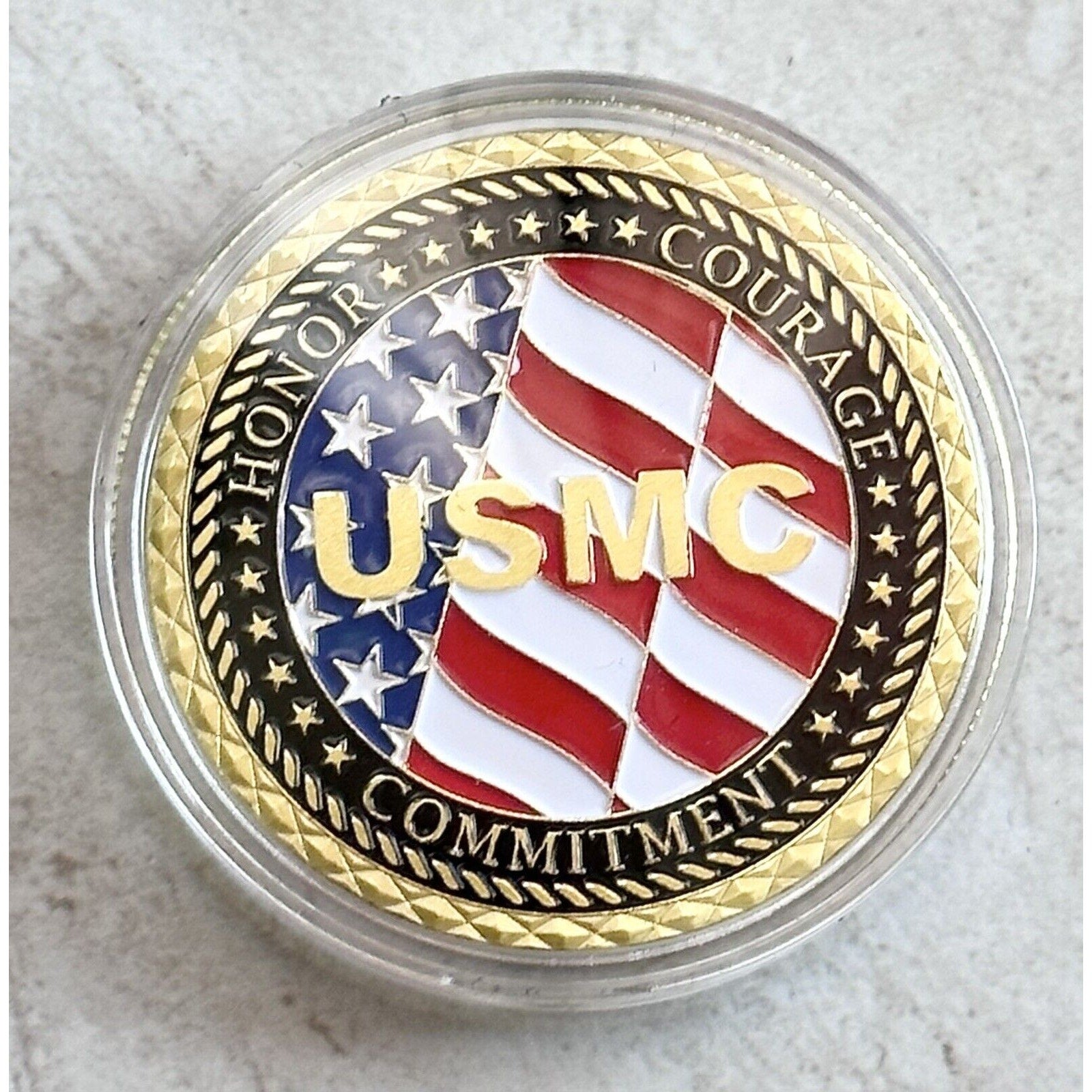U S MARINE CORPS Vetaran Semper Fidelis Challenge Coin with Special Box