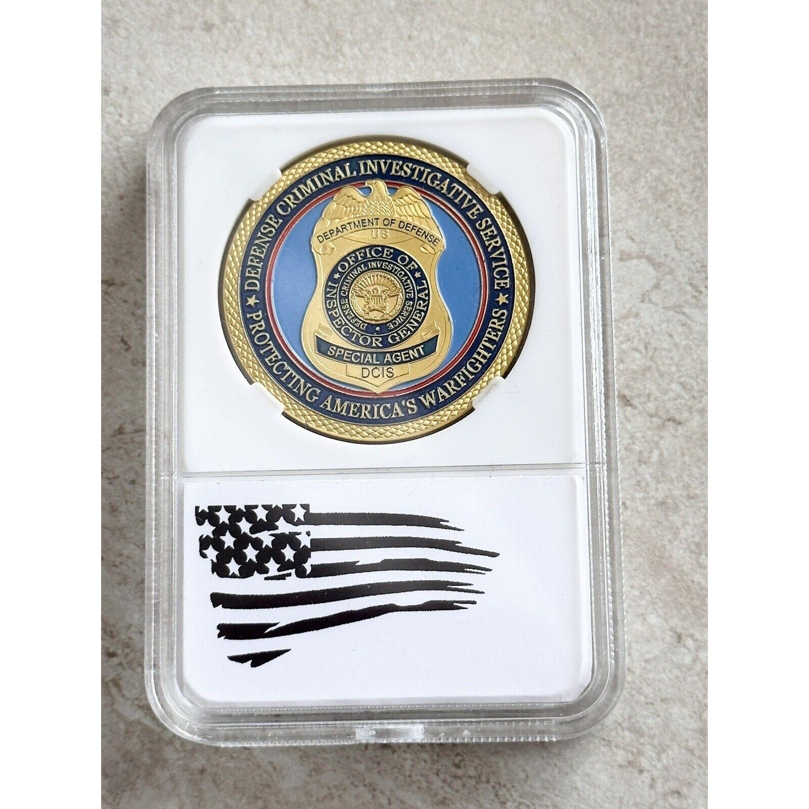 Defense Criminal Investigative Service Challenge Coin With Case
