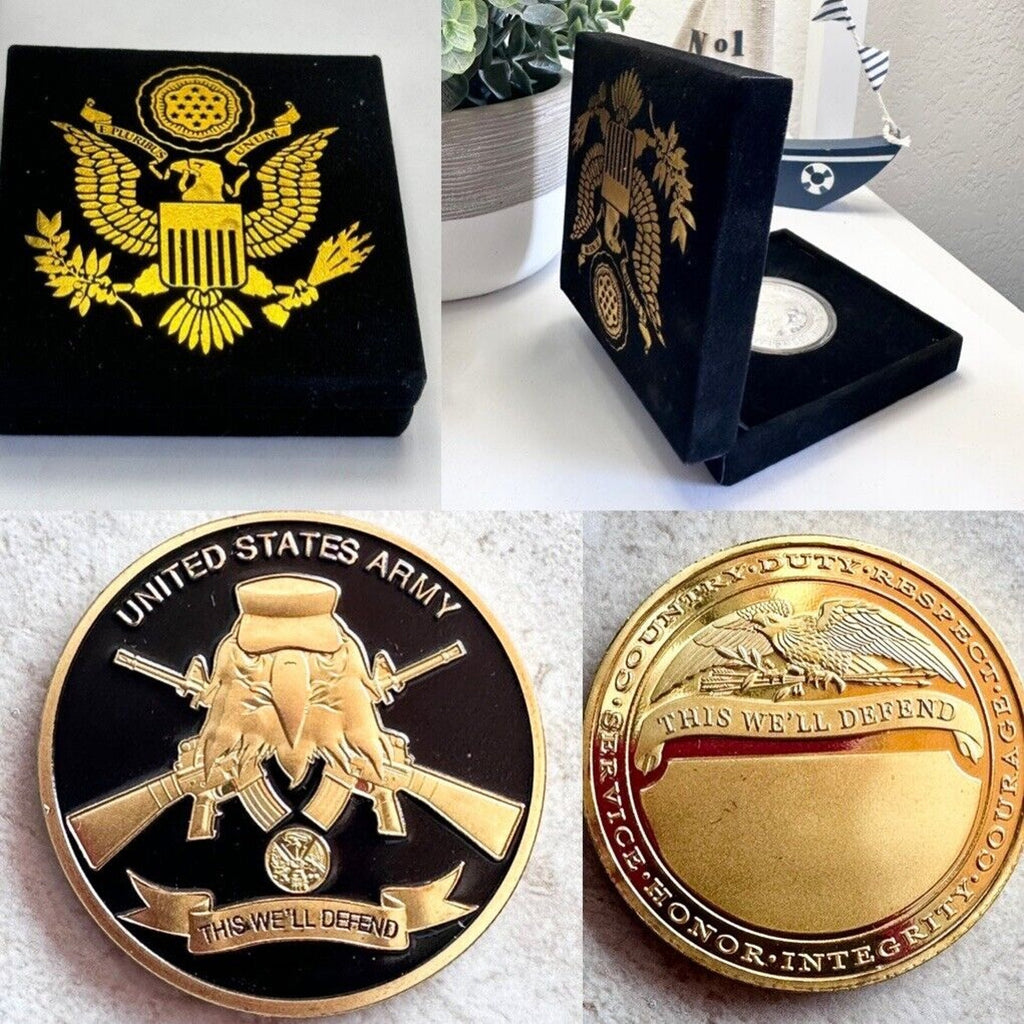 US ARMY "THIS WE'LL DEFEND" Challenge Coin w/ Presentation Box