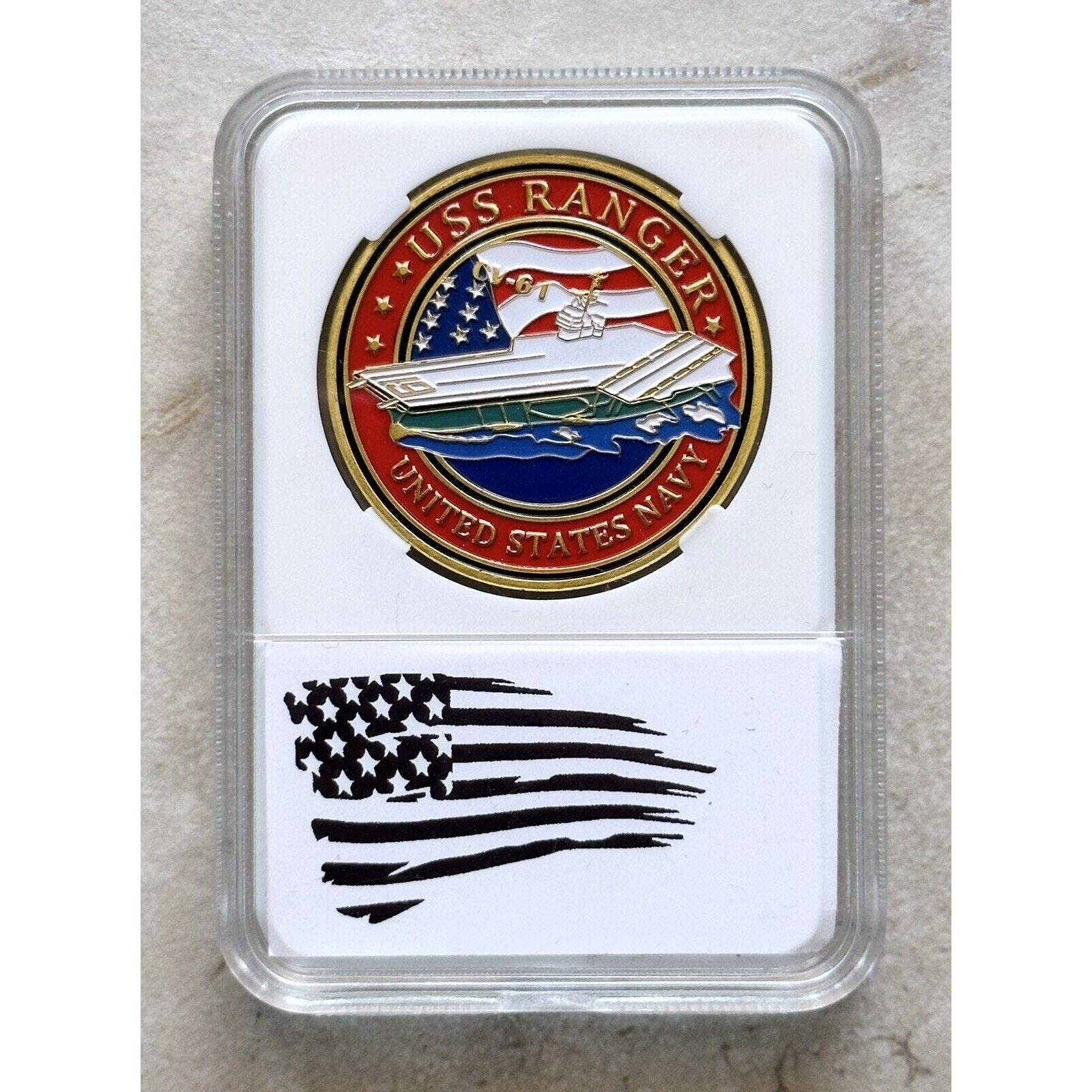 US NAVY - USS RANGER CV-61 Challenge Coin With Case New