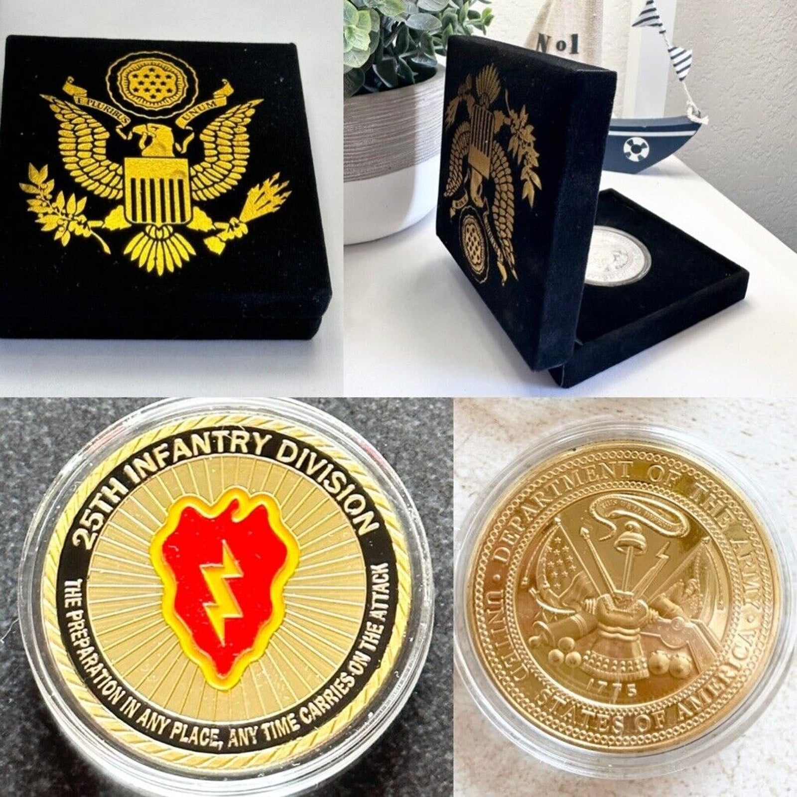 US Army 25th Infantry Division Challenge Coin USA Come With Velvet Case