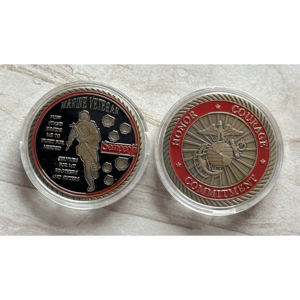 Veterans USMC Semper Fidelis United States Marine Corps Challenge Coin