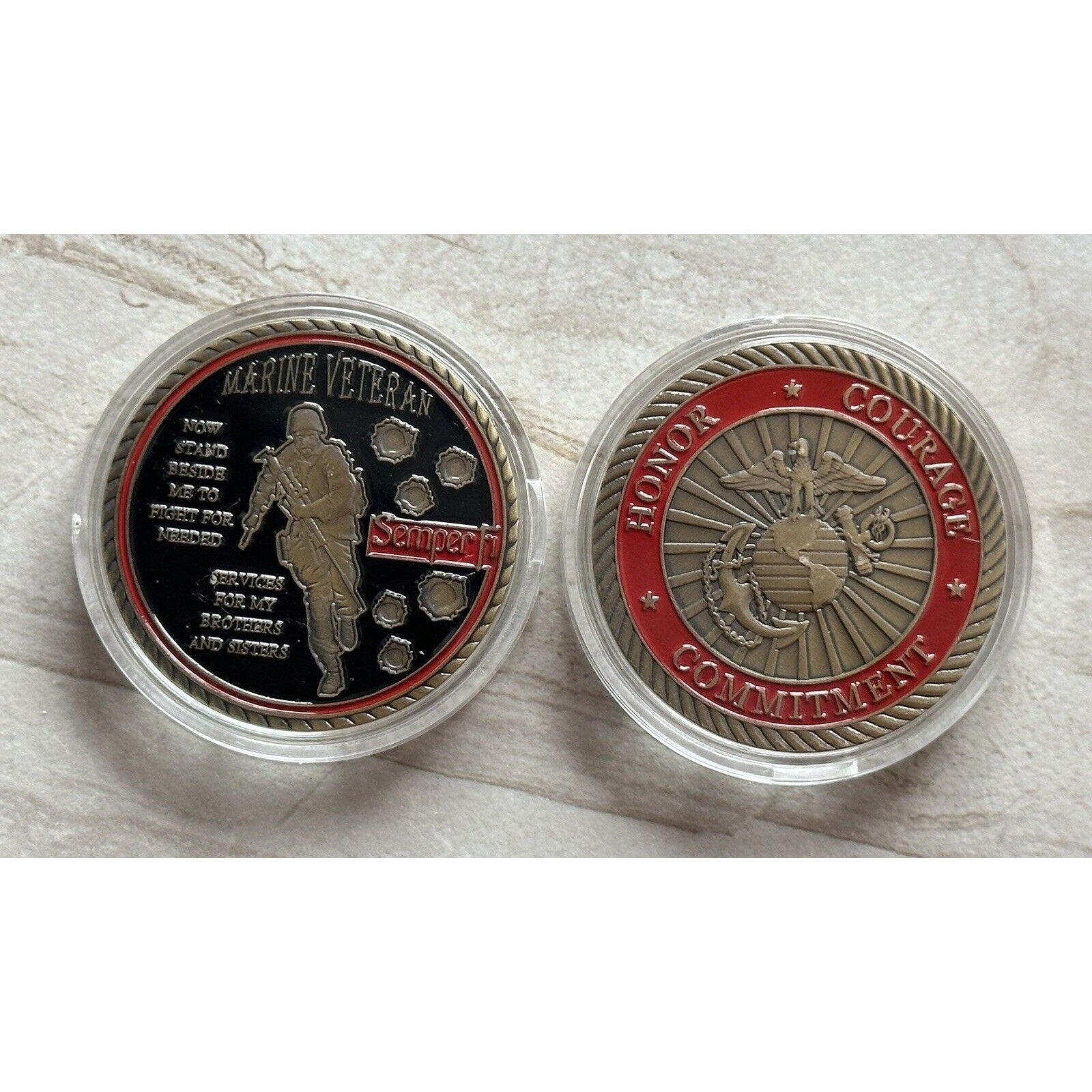 Veterans USMC Semper Fidelis United States Marine Corps Challenge Coin