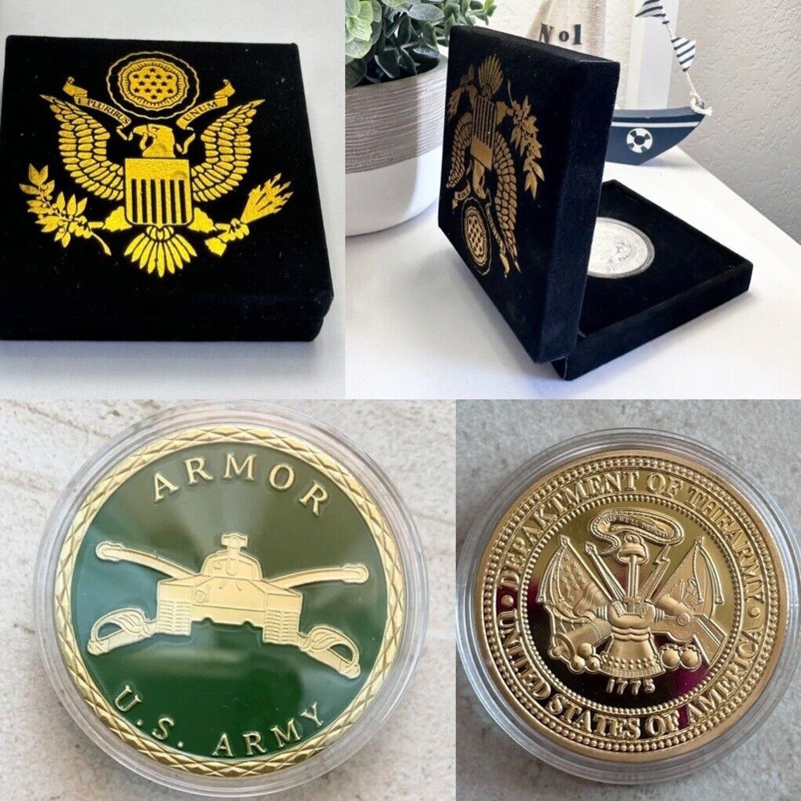 US Army Armor Combat Branch Challenge Coin With Special Velvet Presentation Box